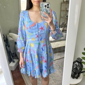 RIXO Alberta Nautical Print Mini Dress